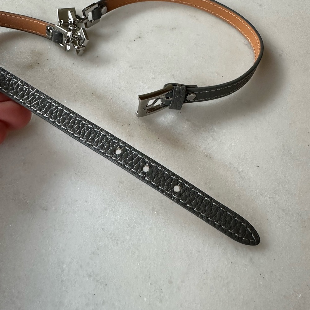 Grey leather Wrap Lock Bracelet | leather wrap charm bracelet - Picture 8 of 9